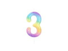 Színes ombre számgyertya - 3 - három - három