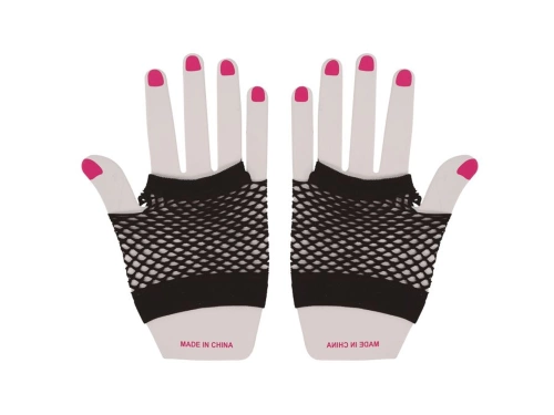 Fekete hálós rövid kesztyű - 1 pár