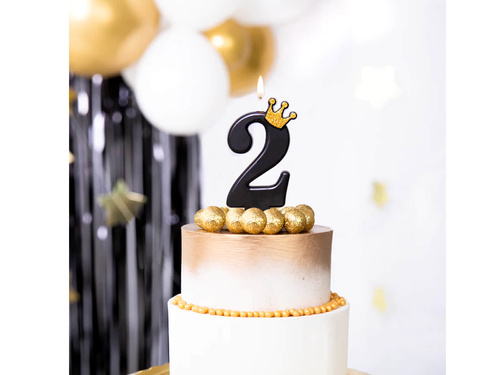 Kettes számú gyertya fekete koronával - 2 - 1 db.