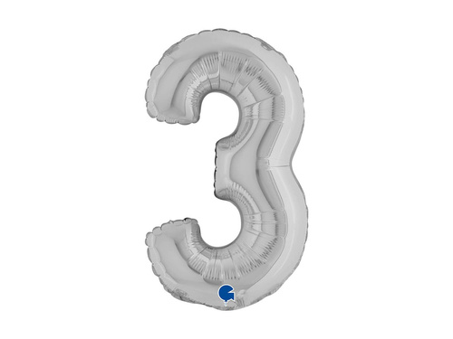 Fólia lufi 3 ezüst - 14" - 1 db.