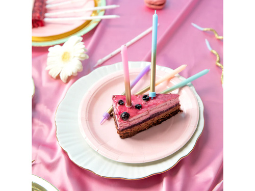 Arany szivárványos születésnapi gyertyák - 12,5 cm - 6 db.