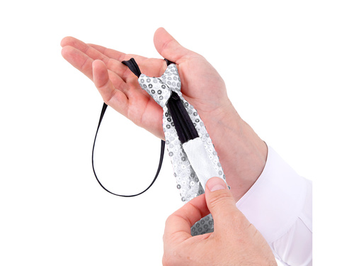 Flitteres nyakkendő - ezüst - 36 cm - 1 db.