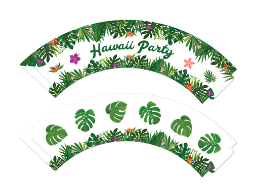 Cupcake liners Hawaii Party - 6 db.