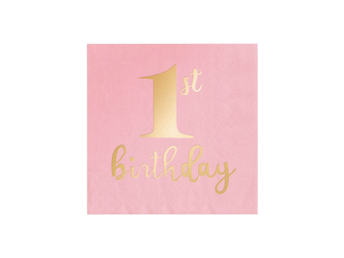 Születésnapi szalvéta 1. születésnapra rózsaszín - 33 cm - 10 db.