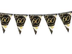 Fekete zászlós banner hatvanadik születésnapra - 300 cm - 1 db.