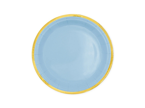 Kék papírtányérok arany peremmel - 18 cm - 6 db.