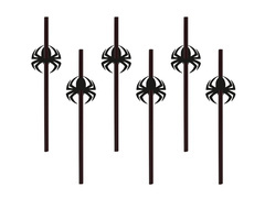 Halloween pókos szívószálak - 6 db.