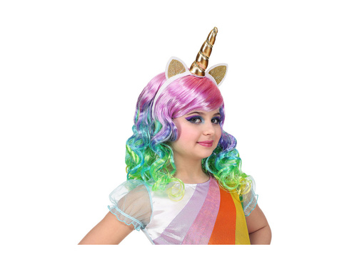 Színes egyszarvú paróka fejpánttal