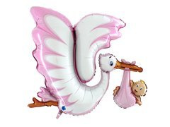 Rózsaszín gólya fólialufi - 135 cm - 1 db.