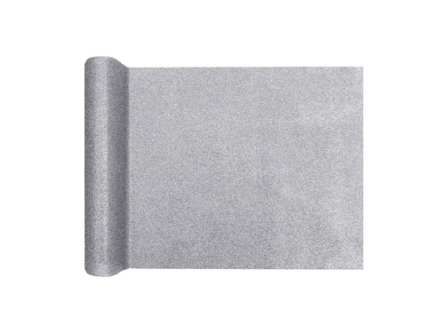 Dekoráció csillogó asztali futó - ezüst - 28 cm x 3 m - 1 db.