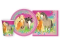 Csészék + szalvéták + papírtányérok készlete Lovak - 36 db.