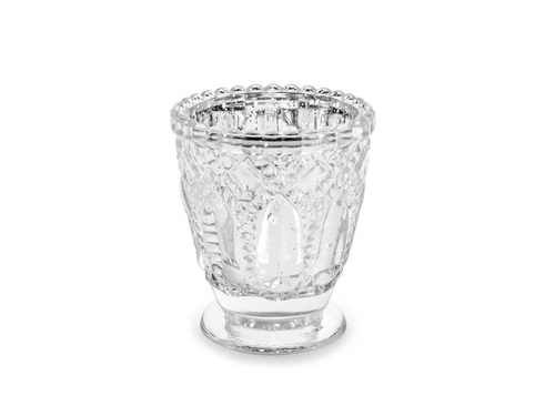 Üveg gyertyatartók - ezüst - 8 cm - 4 db.