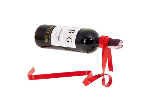 Szalagos bortartó - piros