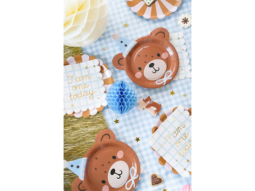 Mackófejes szülinapi papírtányér - 21 x 23 cm - 6 db.