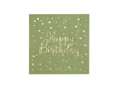 Boldog születésnapot olíva szalvéták - 25 cm - 20 db.