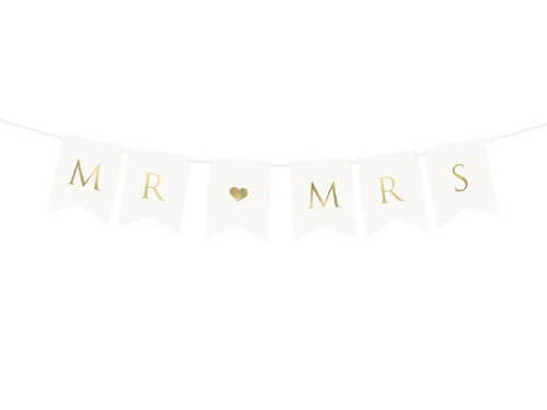 Mr Mrs banner - fehér - 85 cm - 1 db.