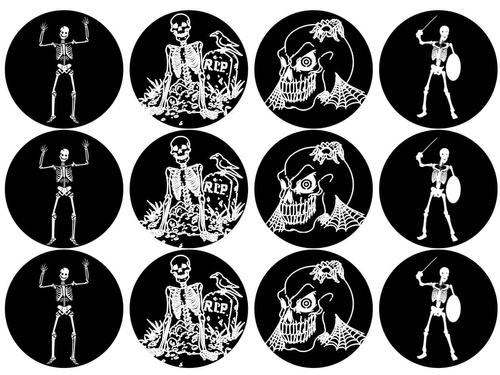 Ostyák muffin süteményekhez Halloween csontvázakhoz