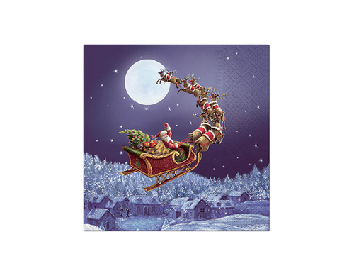 Mikulás szánja karácsonyi szalvéták - 33 cm - 20 db.