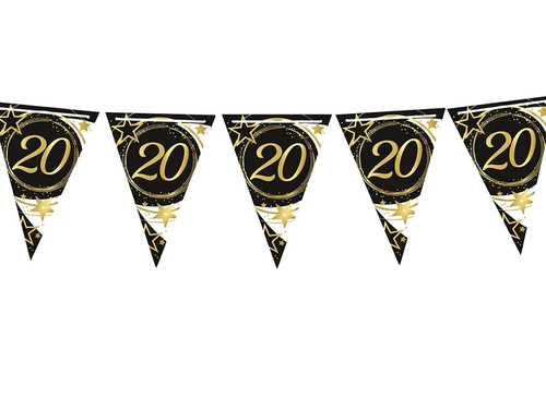 Huszadik születésnapi fekete zászló banner - 300 cm - 1 db.