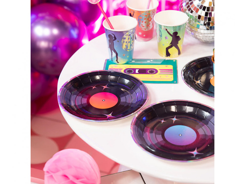 Retro Disco papírtányér - 18 cm - 6 db.