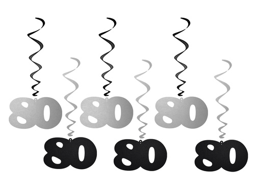 Függődísz disznók 80. születésnap - 6 db.