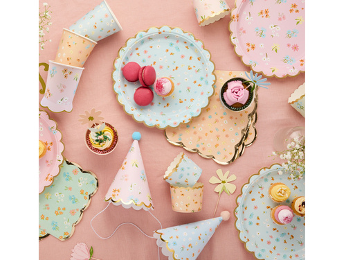 Virágos papírtányér - 23 cm - 8 db.