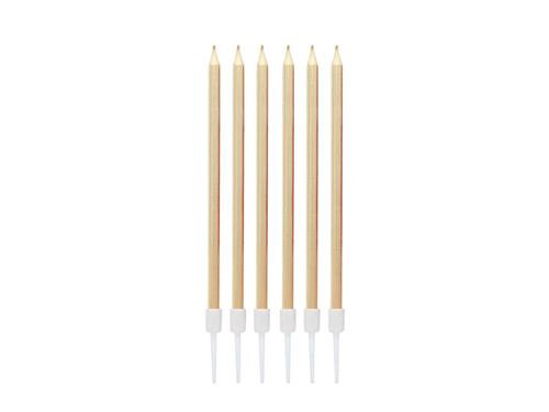 Könnyű arany fém születésnapi gyertyák - 13,5 cm - 6 db.