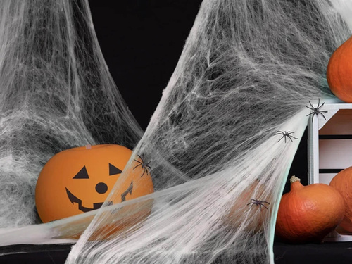 Fehér pókháló pókokkal Halloweenre - 200g