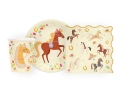 Csészék + szalvéták + papírtányérok készlete Lovak - 22 db.