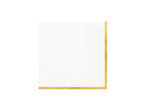 Fehér papírszalvéta aranyszegéllyel - 33 cm - 10 db.