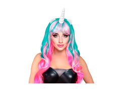 Egyszarvú paróka kék és rózsaszín