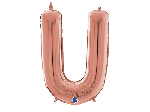 Fólialufi U betű rózsaszín arany - 66 cm - 1 db.