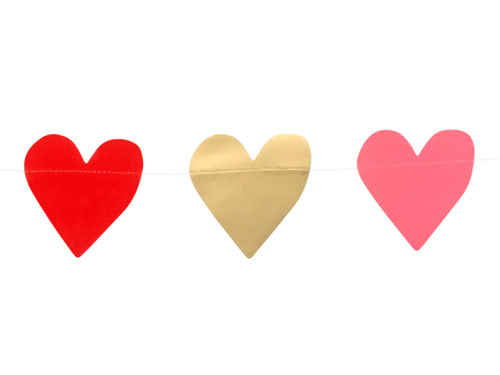 Szívek papírfüzér - 200 cm - 1 db.