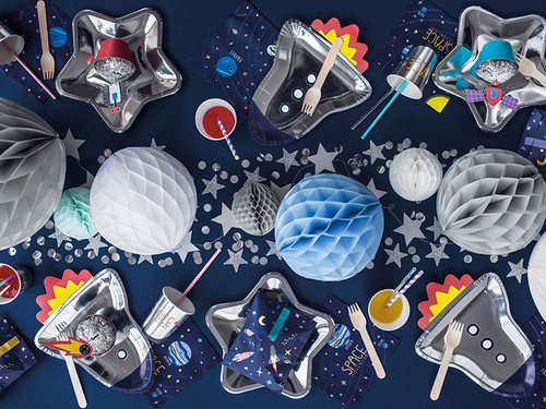 Ezüst csillag születésnapi papírtányér - 23 cm - 6 db.