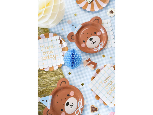 Én egy vagyok ma papír szalvéták egy születésnapi Teddy mackó - 33 cm - 12 db.