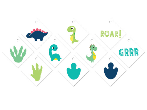 Palack medálok szalaggal Merry Dinosaurs - 12 db.