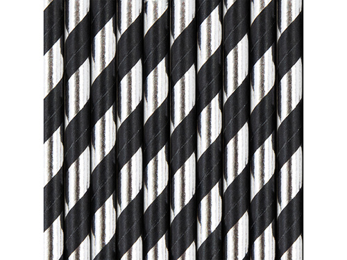 Csíkos papír szívószálak - 19,5 cm - 10 db.