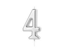 Ezüst számgyertya - 4 - 1 db.