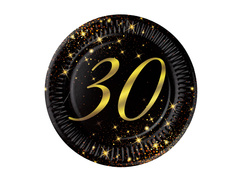 Csillogó 30. születésnapi papírtányérok - 18 cm - 6 db.