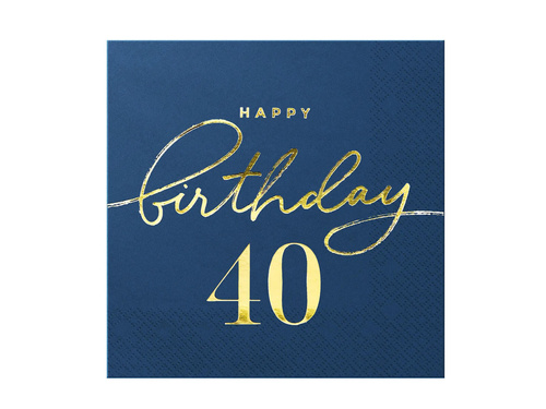 Negyvenedik születésnapi szalvéta tengerészkék - 33 cm - 10 db.