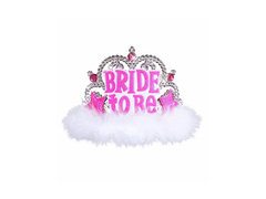 Tiara Bride to Be ékszerekkel és szőrmével