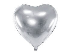 Ezüst szív fólialufi - 61 cm - 1 db.