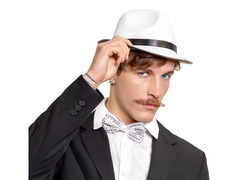 Gengszterkalap fehér, fekete csővel - 1 db.