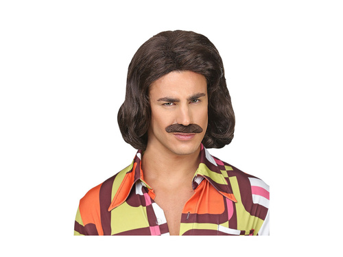 Dandy barna paróka az 1970-es évekből. bajusszal