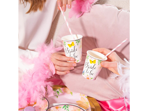 Menyasszonyi virágos papírpoharak - 220 ml - 6 db.