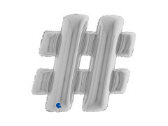 Fólia lufi különleges jel # hashtag ezüst - 40" - 1 db.