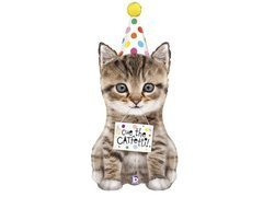Fólialufi Cica születésnapi sapkával - 104 cm - 1 db.