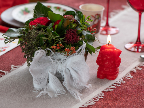 Asztali futó dekoráció rojtokkal - fehér - 15 cm x 3 m - 1 db.