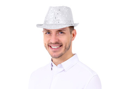 Ezüst flitteres kalap - 1 db.