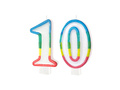 Számgyertyák színes szegéllyel 10-es számmal - 8,5 cm - 2 db.